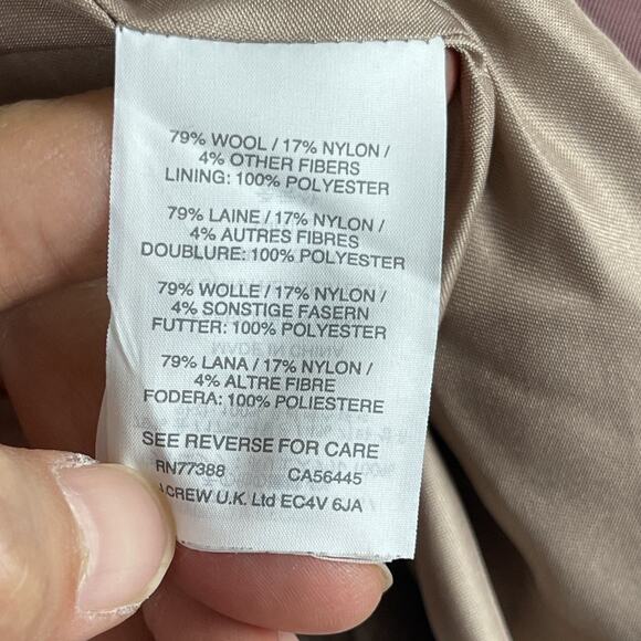 J Crew Melton Peacoat Jacket Womens 4T Beige Double Breasted Italian Wool Preppy - Picture 8 of 14